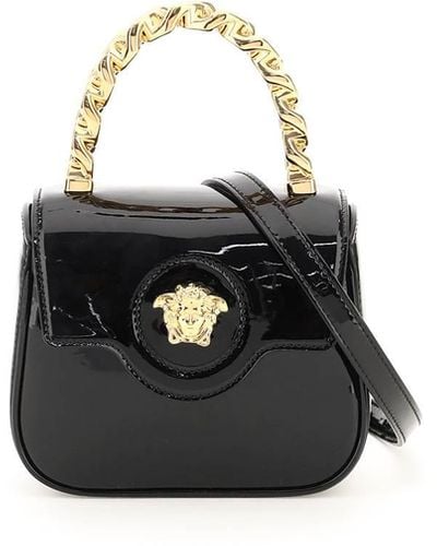 Versace Patent Leather 'la Medusa' Mini Bag - Black