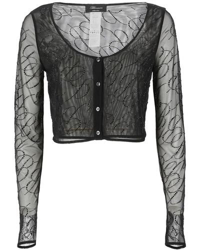 Blumarine Tulle Cropped Sweater - Black