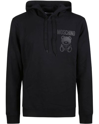 Moschino Logo Drawstringed Hoodie - Black