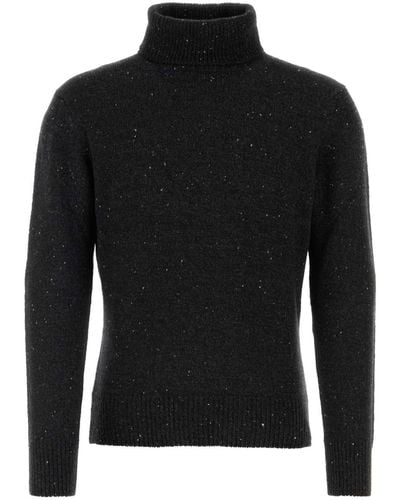 Johnstons of Elgin Dark Cashmere Sweater - Black