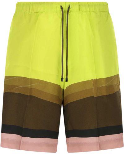 Dries Van Noten Printed Viscose Bermuda Shorts - Green