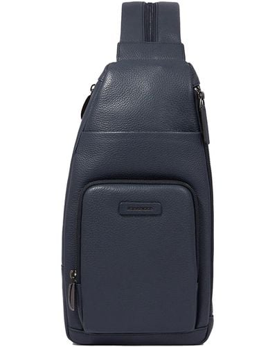 Piquadro Shoulder Bag For Ipad Mini, Portable As A Backpack - Blue
