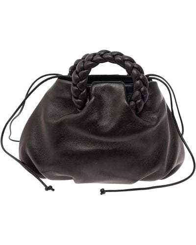 Hereu Bombon Handbag With Braided Handles - Black