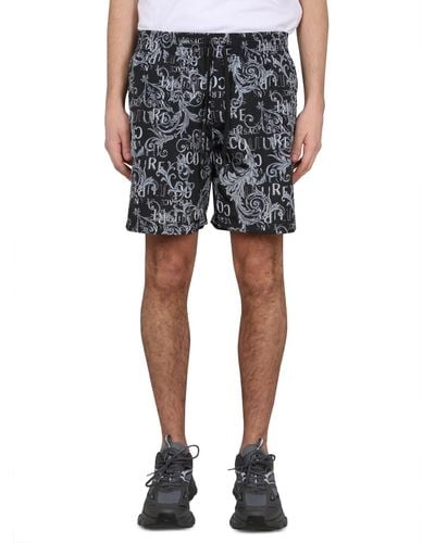 Versace Bermuda Shorts With Logo - Black