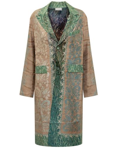Pierre Louis Mascia Silk Coat With Floral Pattern - Green