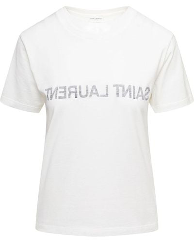 Saint Laurent Logo Cotton T-shirt - White