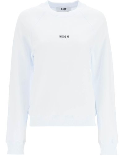 MSGM Mini Logo Cotton Sweatshirt - White