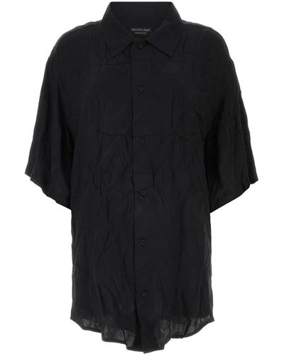 Balenciaga Black Silk Oversize Shirt