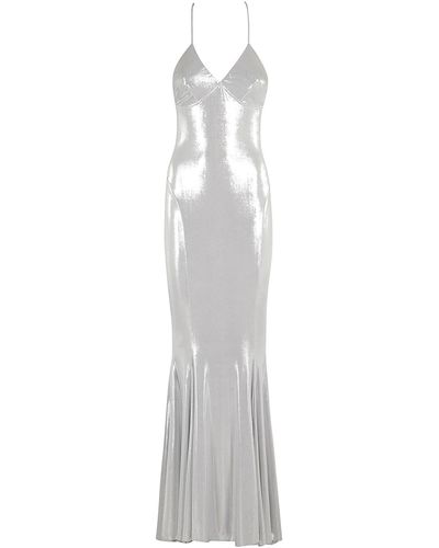 Norma Kamali Low Back Slip Fishtail Gown - White