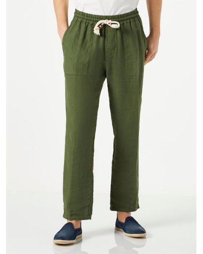 Mc2 Saint Barth Military Green Linen Trousers