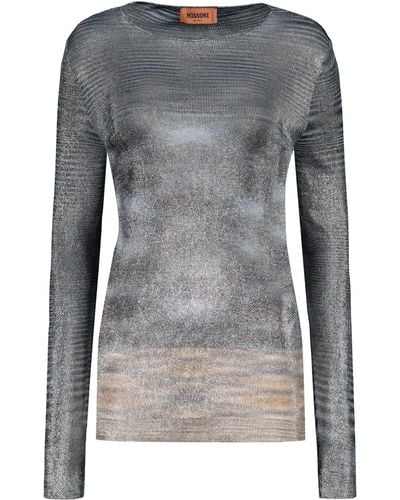 Missoni Knitted Viscosa-Blend Top - Gray
