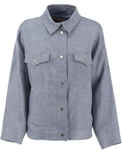 Herno Linen Shirt-Cut Jacket - Blue