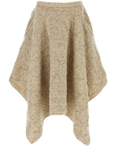 Bottega Veneta Melange Cappuccino Wool Skirt - Natural