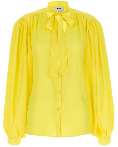 MSGM Bow Shirt Shirt, Blouse - Yellow