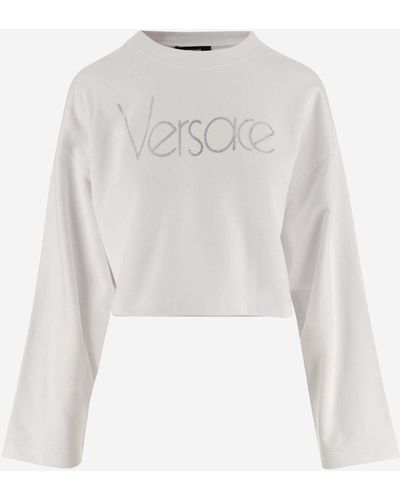 Versace 1978 Re-edition Crop Sweatshirt With Logo - White