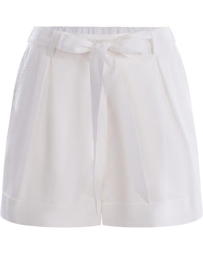 Pinko Shorts Primula Made Of Slub Linen - White