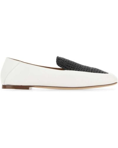 Chloé Two-Tone Leather Olene Loafers - White