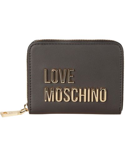 Love Moschino Logo Embossed Zip-Around Wallet - Black