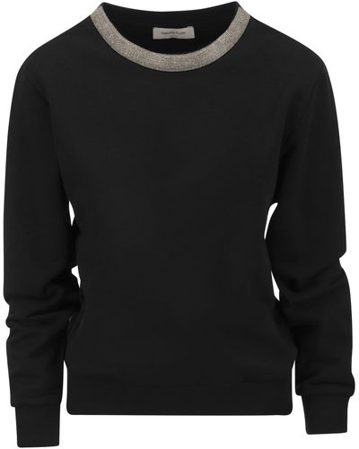 Fabiana Filippi Cotton Sweatshirt With Boat Neckline - Black