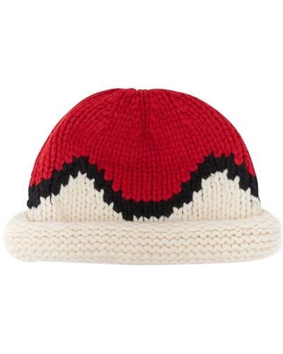 KENZO Jacquard Knit Beanie Hat - Red
