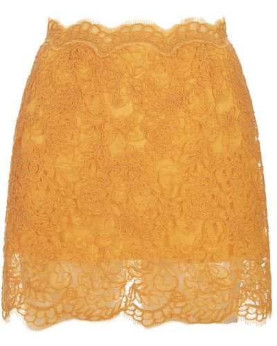 Ermanno Scervino Floral Lace Mini Skirt - Orange