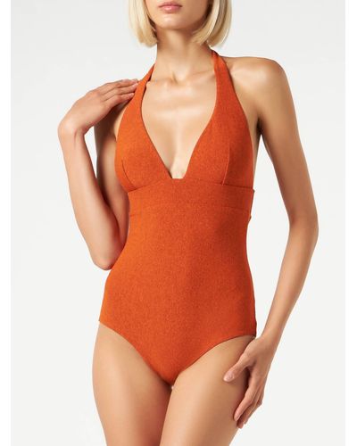 Mc2 Saint Barth Lurex One Piece Swimsuit - Orange