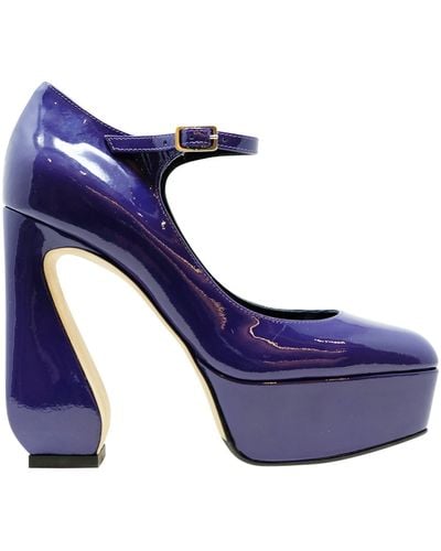 SI ROSSI Iris Patent Leather Court Shoes - Blue