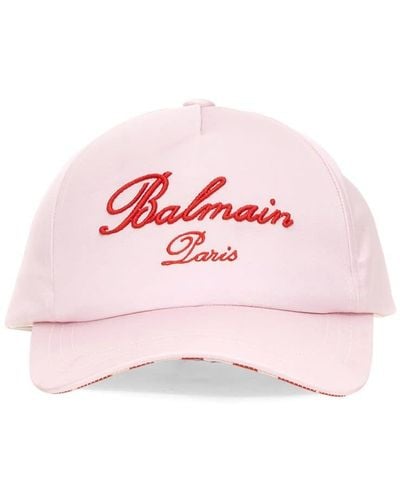 Balmain Baseball Cap With Embroidery - Pink