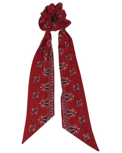 Saint Laurent Stretch Fabric Scrunchie With Bandana Print - Red