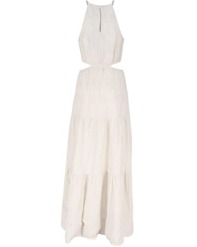 Mc2 Saint Barth Long Dress With Halter Neckline And Cut-Out On The Sides - White