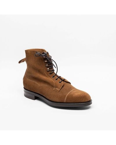 Edward Green Raw Umber Suede Derby Boot - Brown