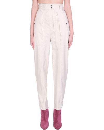 Isabel Marant Rowina Trousers In Beige Cotton - Natural