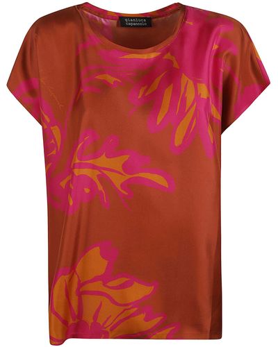 Gianluca Capannolo Printed Round Neck Top - Red