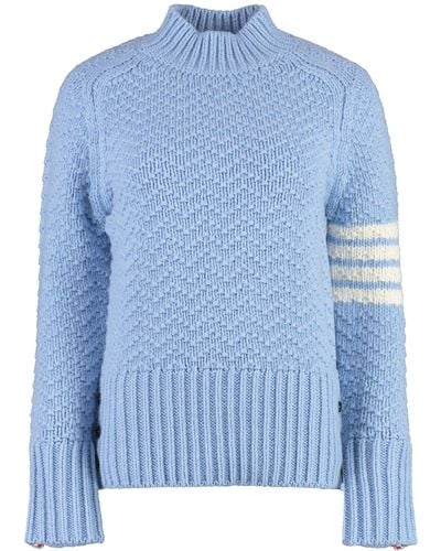 Thom Browne Turtleneck Wool Pullover - Blue
