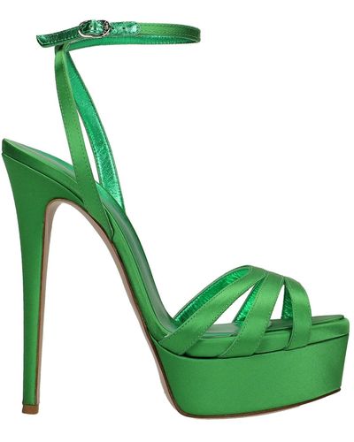 Le Silla Lola Sandals In Satin - Green