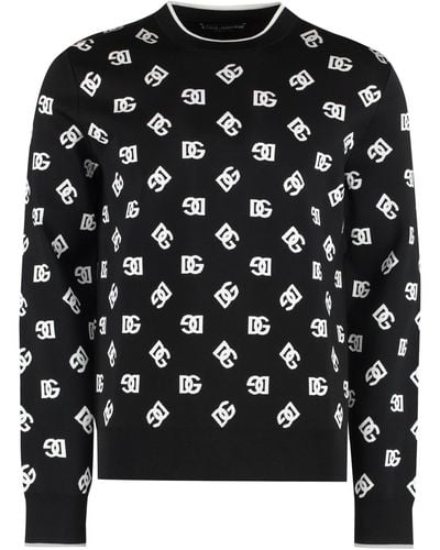 Dolce & Gabbana Long Sleeve Crew-neck Sweater - Black