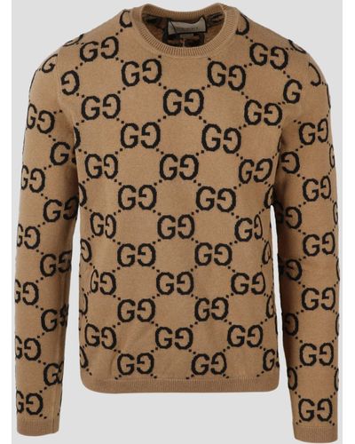 Gucci Gg Wool Jacquard Sweater - Brown