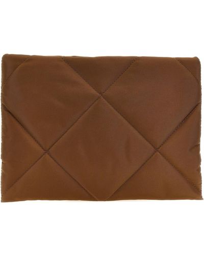 Brunello Cucinelli Quilted Nylon Bag Clutch - Brown