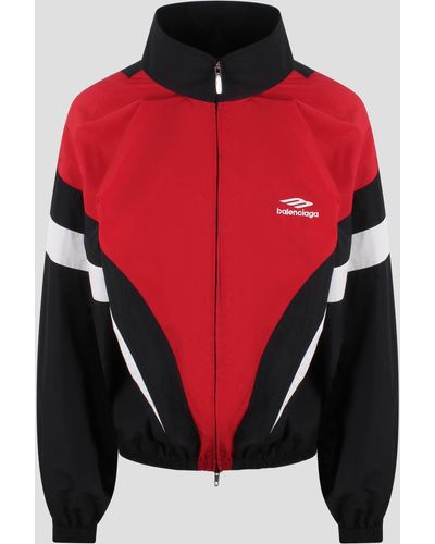 Balenciaga 3B Sports Icon Off Shoulder Tracksuit Jacket - Red