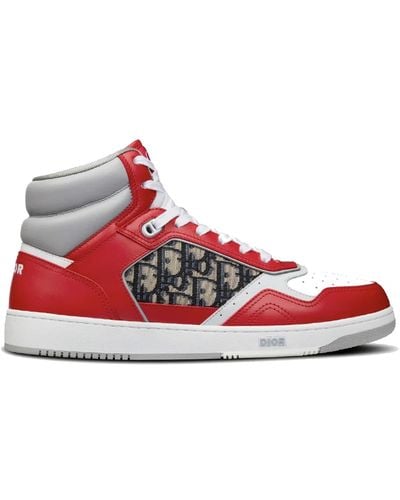Dior Oblique High-Top Sneakers - Red
