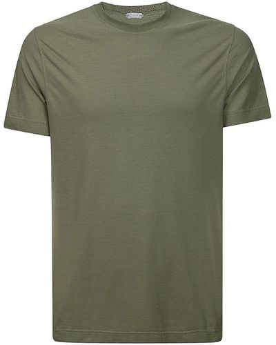 Zanone Short-Sleeved Straight-Hem Crewneck T-Shirt - Green