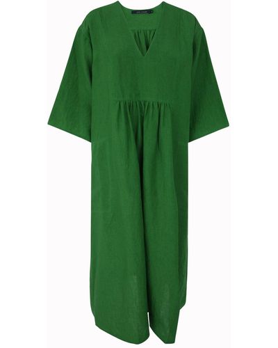 Sofie D'Hoore Dress With Deep Cut Plastron Front - Green