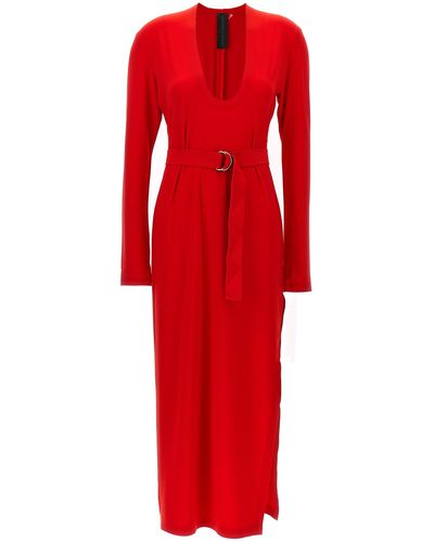 Norma Kamali Long Deep Dress With Round Neckline Dresses - Red