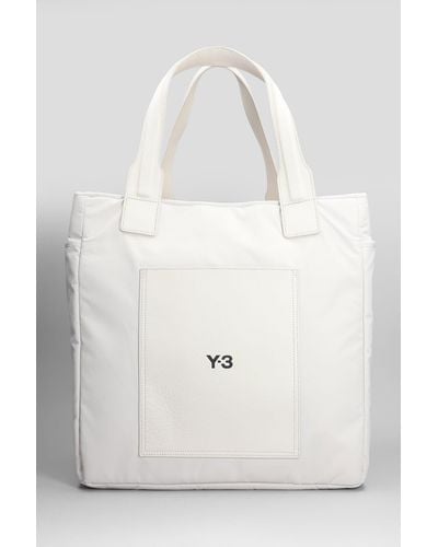 Y-3 Tote In Grey Polyamide - White