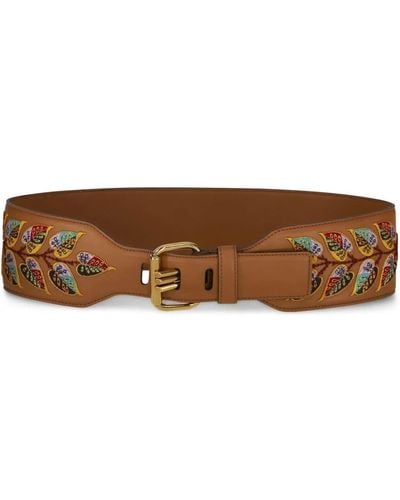 Etro Embroidered Leather Belt - Brown