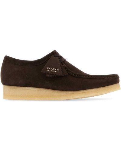 Clarks Chocolate Suede Wallabee Ankle Boots - White