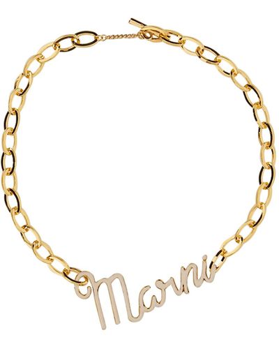 Marni Logo Chain Necklace - Metallic