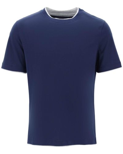 Brunello Cucinelli Layered Effect T Shirt - Blue