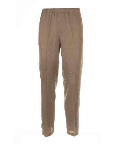 Cruna Hazelnut Linen Blend Trousers - Natural