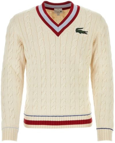 Lacoste Sand Cotton Blend Sweater - White